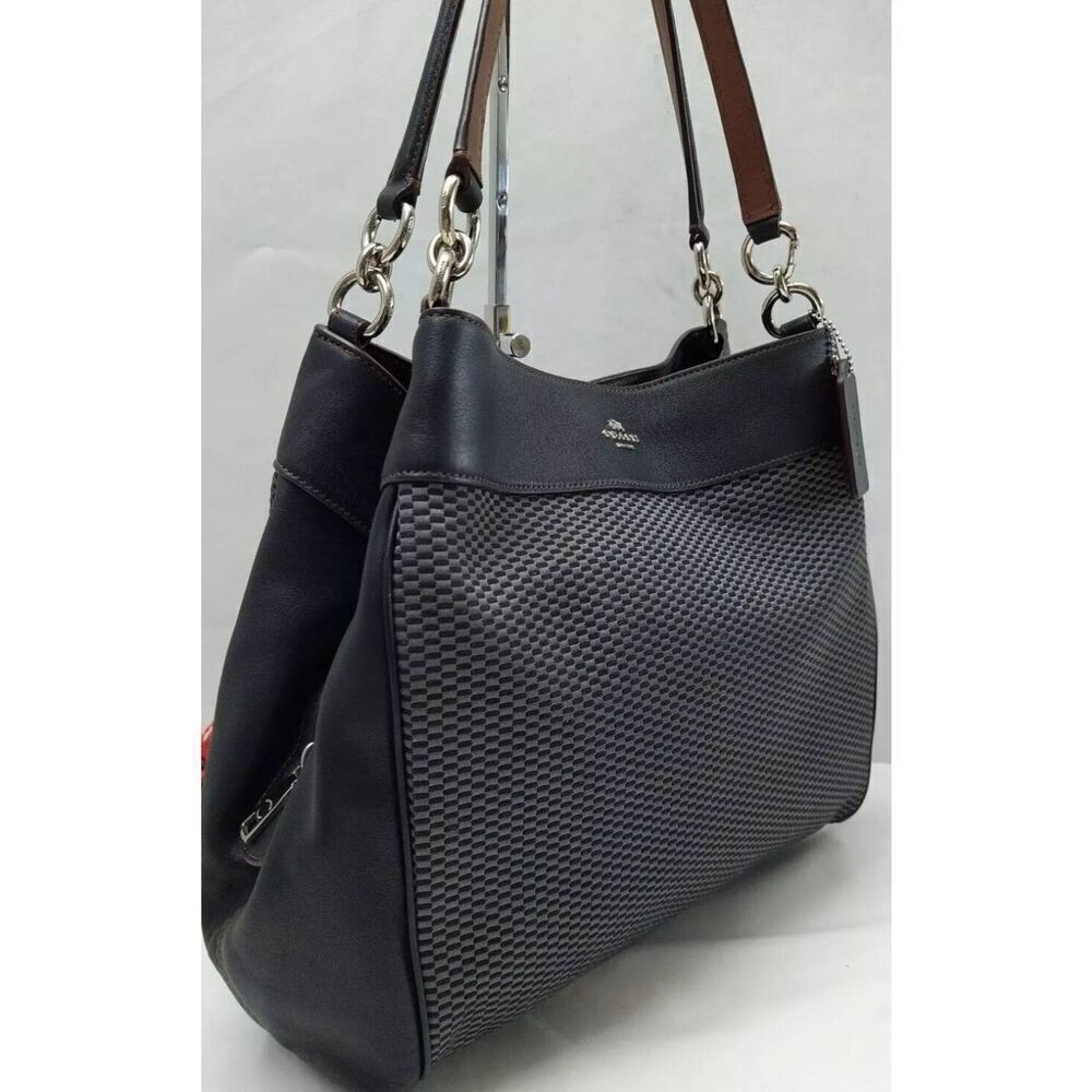 Coach Legacy Jacquard Lexy Black Canvas 3 Compartments Shoulder Bag - Picture 3 of 10